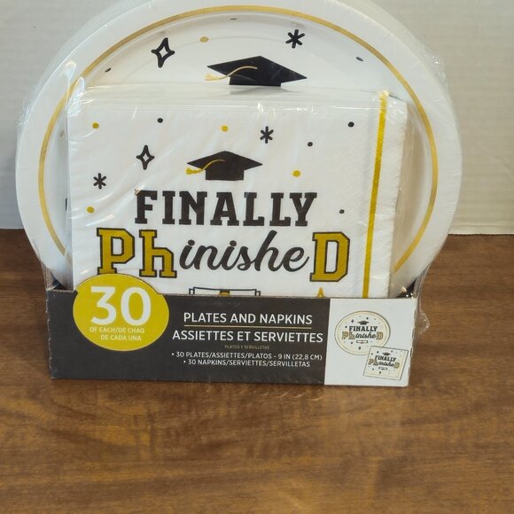 PHD Graduation Plates & Napkin - Picture 3 of 4
